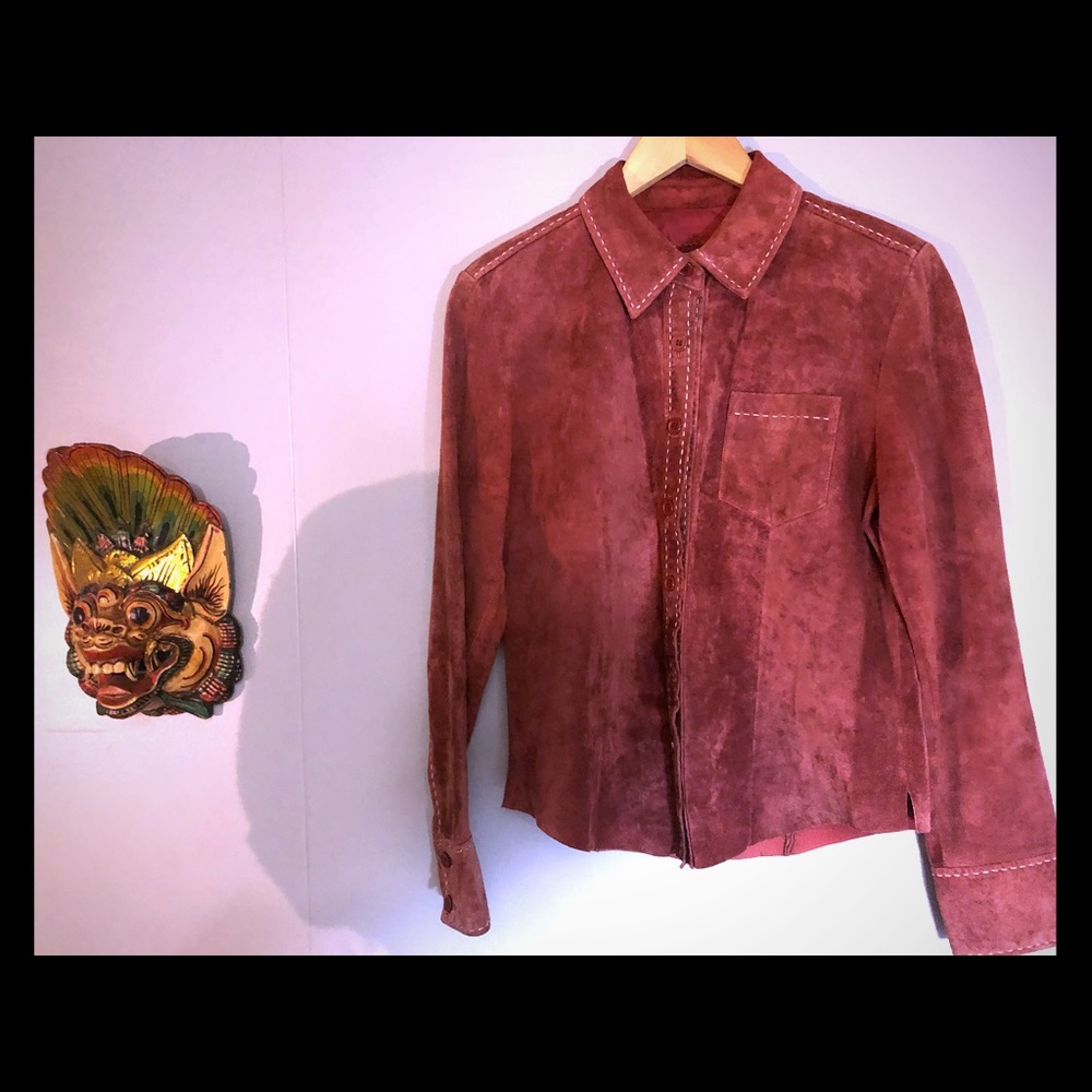 Vintage Suede Leather Button Up